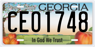 GA license plate CEO1748