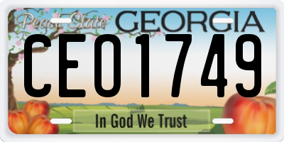 GA license plate CEO1749