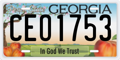 GA license plate CEO1753