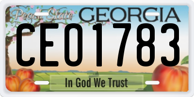 GA license plate CEO1783
