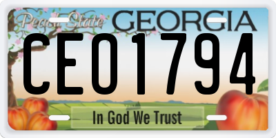 GA license plate CEO1794
