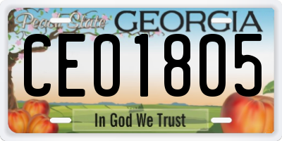 GA license plate CEO1805