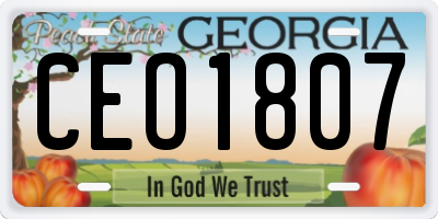 GA license plate CEO1807