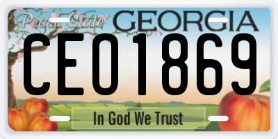 GA license plate CEO1869
