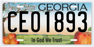 GA license plate CEO1893