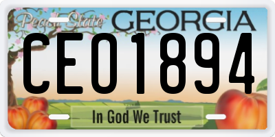 GA license plate CEO1894