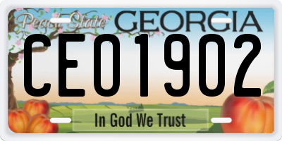 GA license plate CEO1902