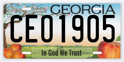 GA license plate CEO1905