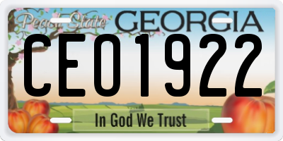 GA license plate CEO1922