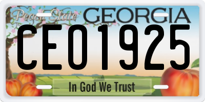 GA license plate CEO1925