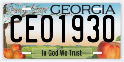 GA license plate CEO1930