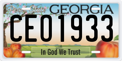 GA license plate CEO1933