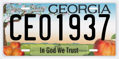 GA license plate CEO1937