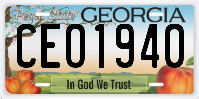 GA license plate CEO1940