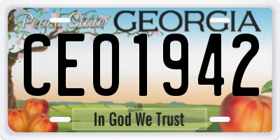 GA license plate CEO1942
