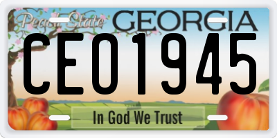 GA license plate CEO1945