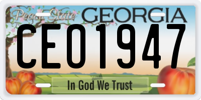 GA license plate CEO1947