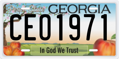 GA license plate CEO1971