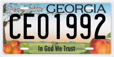 GA license plate CEO1992