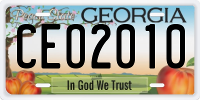 GA license plate CEO2010