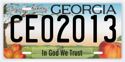 GA license plate CEO2013