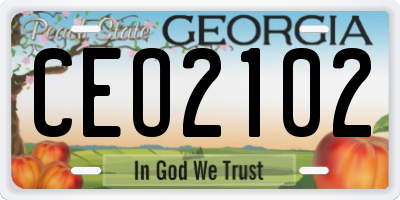 GA license plate CEO2102