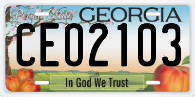 GA license plate CEO2103
