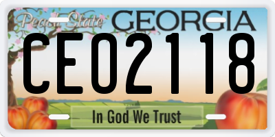 GA license plate CEO2118