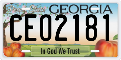 GA license plate CEO2181