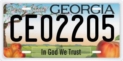 GA license plate CEO2205