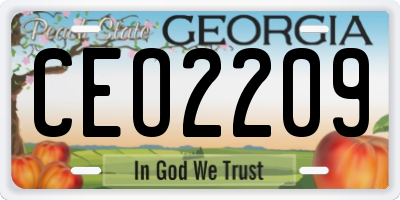 GA license plate CEO2209