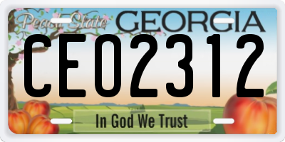 GA license plate CEO2312