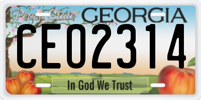 GA license plate CEO2314