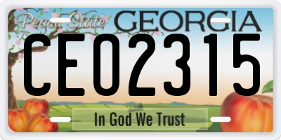 GA license plate CEO2315