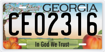GA license plate CEO2316