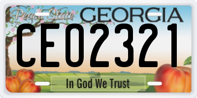 GA license plate CEO2321
