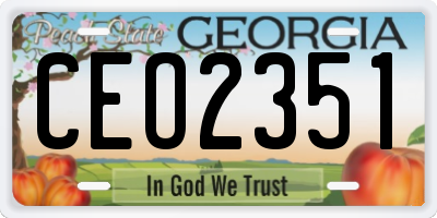 GA license plate CEO2351