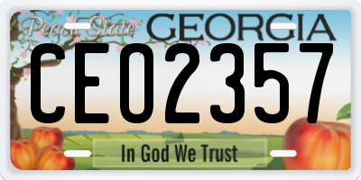 GA license plate CEO2357