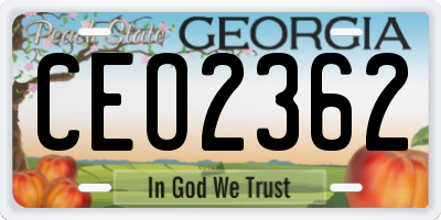GA license plate CEO2362