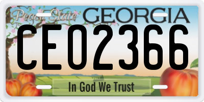 GA license plate CEO2366