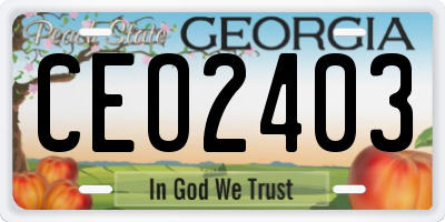 GA license plate CEO2403