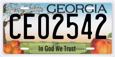 GA license plate CEO2542