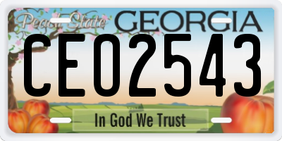 GA license plate CEO2543