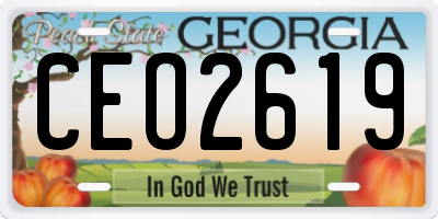 GA license plate CEO2619