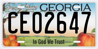 GA license plate CEO2647