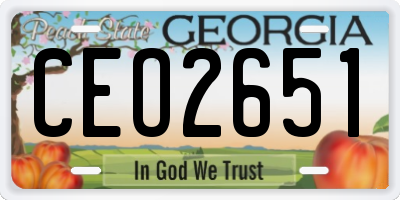 GA license plate CEO2651