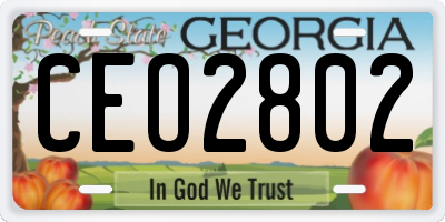 GA license plate CEO2802