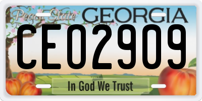 GA license plate CEO2909