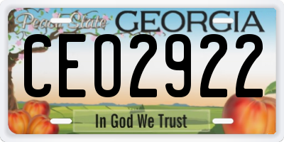 GA license plate CEO2922