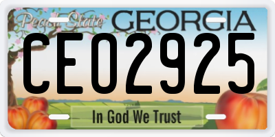 GA license plate CEO2925